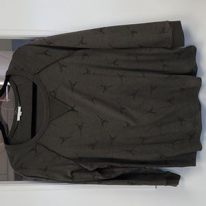 Pleione Eiffel Tower Olive Sweatshirt XL Anthropologie